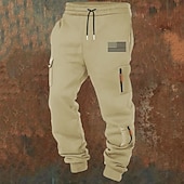 abordables Carga-Hombre Pantalones cargo Pantalones de Deporte Persona que practica jogging Pantalones Correa Bolsillo Cintura elástica Bandera estadounidense de los Estados Unidos Comodidad Transpirable Casual