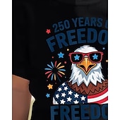  100% Baumwolle Kinder Mädchen Schwarz Grafik Adler 250-jähriges Jubiläum Amerikanische US-Flagge für Kinder T-Shirt Rundhalsausschnitt Kurzarm Täglich Streetwear Aktiv Urlaub Lässig Drucken Sommer