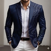 preiswerte Herren bedruckte Blazer-Herren Geometrisch Blazerjacke Mantel Bequem Atmungsaktiv Künstlerisch Lässig Täglich Party-Abendmode Lässig Tasche 3D-Druck Knöpfe Ganzjahres Fallendes Revers Langarm Blau Rote Grün