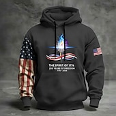 baratos Padrão de Bandeira-250º Aniversário da América Homens Moletom Moletom com capuz Manga Longa Festival Preto Azul Marinha Verde Tropa Cinzento Impressão 3D Inverno Primavera &amp; Outono Designer S M L XL 2XL 3XL