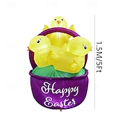 olcso Tájvilágítás-húsvéti felfújható dekoráció led lámpákkal 1,5 m / 5 láb három csibe virágkosár beltéri/kültéri udvar kert gyep party ünnepi hangulat dekoratív fények kellékek