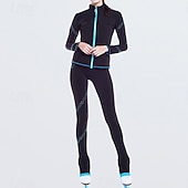 preiswerte Eiskunstlauf Trainingsoutfit-Eiskunstlauf-Jackett und -Hose Damen Mädchen Eislaufen Hosen / Regenhose Leggings Austattungen Schwarz Blau Fuchsie Vlies Spandex elastisch Ausbildung Praxis Wettbewerb Eiskunstlaufkleidung warm