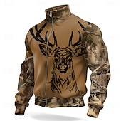 Per uomo Mimetico Cervo Giacca di pelle Felpa Quotidiano Pantaloni Tattici Da caccia Collo alla coreana All'aperto Abbigliamento casual alla moda Feste Nero Marrone Cachi Con zip Primavera Autunno