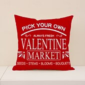 cheap Textured Throw Pillows-Valentine's Day Set Pillow Linen Plaid Print Heart Design Waist Cushion Decorative Throw Pillow Sofa Cover for Living Room Home Decor Bedside Cushion