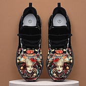 cheap Men's Shoes-Men's Colorful Carnival Sneakers – Unique Hand-Drawn Art with Skulls and Vibrant Patterns, Perfect for Mardi Gras, Carnival Parades and Festival Celebrations