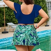 abordables Surfing Tankinis &amp; Bikinis-Mujer Vestidos de Playa 2 Piezas Trajes de baño Tropical Utra ligero (UL) Control de barriga Elástico Manga Corta Bañadores Surf Submarinismo Verano