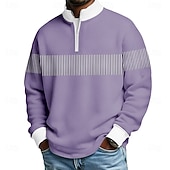 economico Polo geometrica da uomo-Per uomo Blocco di colori Polo con zip Manica Lunga Magliette polo Colletto alla coreana Casual Scuola Athleisure Ferie Abbigliamento quotidiano Stampa 3D Polo con cerniera a un quarto Autunno