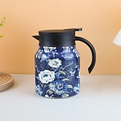 billige Drikkeglass-Vintage blomstermønster te termos 316 rustfritt stål isolert tekanne stor kapasitet varmtvannskanne med teseparasjon design husholdning enkel stil termisk vannkoker