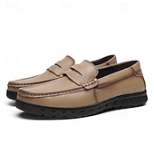 baratos Mocassins casuais-Mocassins masculinos leves e fáceis de calçar, em couro sintético respirável – calçado prático para uso casual, no escritório e no dia a dia.