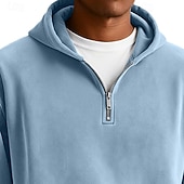 abordables sudaderas basicas hombre-Hombre Sudadera Sudadera Con Capucha Sudadera con capucha y cremallera de un cuarto Rojo tinto Verde Claro Azul Marino Gris Claro Azul claro Con Capucha Plano Bolsillo canguro Deporte Casual Diario
