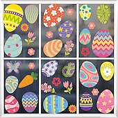 economico Pasqua-2 fogli di adesivi murali per finestre pasquali, decorazioni statiche a forma di coniglietto pasquale per soggiorno, vetri per finestre e scene di festa