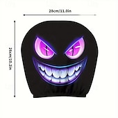 cheap Slipcovers-2pcs Cartoon Big-Eyed Face Printed Car Headrest Covers, Interior Decoration, Universal Fit, Washable, Easy to Install, Suitable for Long Trips Or Road Trips, Perfect Quirky Car Decoration