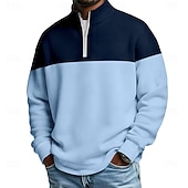  Per uomo Blocco di colori Polo con zip Manica Lunga Magliette polo Colletto alla coreana Casual Scuola Athleisure Ferie Abbigliamento quotidiano Stampa 3D Polo con cerniera a un quarto Primavera