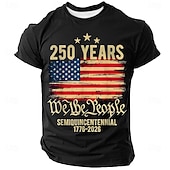  4th of July 2026 250th Memorial Day Men's 3D Print US Flag Crew Neck Short Sleeve T-Shirt Daily Street