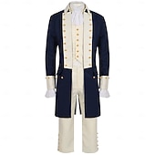  250-jähriges Jubiläum USA Rokoko Barock Outfits langarm George Washington Alexander Hamilton Kolonial Kostüm Herren Karneval Unabhängigkeitstag 4. Juli Erwachsene Mantel Hose Kragen