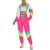 זול תלבושות-רטרו\וינטאג' שנות ה-80 היפ הופ תלבושות לבוש ספורט אימונית עם אביזרים שרוולים ארוכים דיסקו תחפושות בגדי ריקוד נשים תחפושת קרנבל האלווין (ליל כל הקדושים) קרנבל ראש השנה מצעד הגאווה חודש הגאווה מבוגרים
