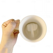 abordables Tazas-Taza de cerámica personalizada para el dedo medio, divertida taza blanca para café, leche, agua, té con asa para fiesta, Día de los Inocentes, interesante taza de cerámica personalizada para el dedo