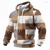 billige Geometrisk mønster-Herre Geometrisk Hettegenser med pullover Genser Mote Fritid Langermet Crew-hals Hjem utendørs Gateklær Blå Gul Brun Snorer Høst Vinter Designer S M L XL XXL XXXL