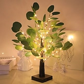cheap Decorative Lights-Eucalyptus tree simulation tree LED tree light decoration light 50cm/19.69Inch AAA battery USB dual-use indoor spring and summer bedroom living room desktop decoration light atmosphere light