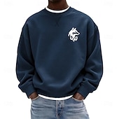 economico Felpe 3D da uomo-Per uomo Grafico Lupo Felpa Manica Lunga Felpe Girocollo Classico Athleisure Quotidiano Casa Autunno Inverno Blu Nero Verde Abbigliamento progettista Stampa Grafica S M L XL 2XL 3XL