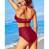 economico Surfing Tankinis &amp; Bikinis-Per donna Costume da bagno Bikini a vita alta con volant 2 pezzi Tropicale Senza schiena Protezione UV Alta elasticità Senza Maniche Costume da Bagno Surf Immersione Snorkeling Estate