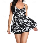 abordables Surfing Tankinis &amp; Bikinis-Mujer Traje de baño con estampado floral Traje de baño Tankini Floral Tropical Control de barriga Elástico Sin Mangas Bañadores Surf Playa Vocación Verano