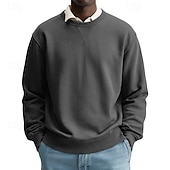 voordelige Basis Sweatshirts-Voor heren Sweatshirt Stoppen Wit Strakke ronde hals Opstaande boord Effen Casual Dagelijks Sport &amp; Outdoor Streetwear Sportkleding Basic Herfst Winter Kleding Hoodies Sweatshirts Lange mouw