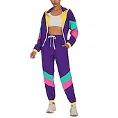 זול תלבושות-רטרו\וינטאג' שנות ה-80 היפ הופ תלבושות לבוש ספורט אימונית עם אביזרים שרוולים ארוכים דיסקו תחפושות בגדי ריקוד נשים תחפושת קרנבל האלווין (ליל כל הקדושים) קרנבל ראש השנה מצעד הגאווה חודש הגאווה מבוגרים