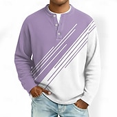 billige Geometrisk-Herre Geometrisk Fargeblokk Vaffel Henley-skjorte Uformell stil Klassisk Stil Langermet Mote Designer Grunnleggende Avslappet Daglig utendørs Høst vinter Vår Grå Rosa Lys Grønn Lyseblå Lilla Henley