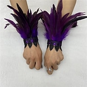 abordables Accesorios-Carnaval 2026 Accesorios de Samba del Carnaval de Río Muñequeras de Plumas Negras con Encaje - Pulseras Elegantes para Fiestas Gatsby Disfraz de Festival de Brasil