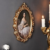 رخيصةأون التماثيل-إطار صور جداري مزخرف بنقوش ذهبية على الطراز الأوروبي القديم، مصنوع من مادة الراتنج، مناسب لعرض الصور العائلية وجلسات التصوير.