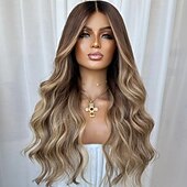 tanie Peruki koronkowe przednie z ludzkich włosów-Włosy naturalne remy Zamknięcie 5x5 Zamknięcie 4x13 Peruka Przedziałek na środku Włosy brazylijskie Falowana Blond Wielokolorowy Peruka 150% 180% Gęstość włosów Z Baby Hair Włosy ombre Baleja