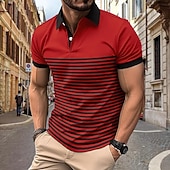 levne Pánské klasické polo-Pánské Pólo Polokošile Ležérní ulice Klopa Krátký rukáv Základní Moderní Horizontální pásky Knoflíky Léto Jaro Běžný Bílá Rubínově červená Khaki Armádní zelená Šedá Pólo