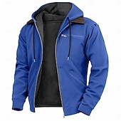 economico Felpa con cappuccio in pile-Per uomo Felpa con cappuccio Felpa con cappuccio a zip intera Felpa con cappuccio in pile Felpa con cappuccio foderata in pile Blu Marrone Verde Grigio Con Cappuccio Semplice Cerniera Sport &amp; Outdoor