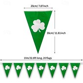 cheap St. Patrick's Day-St. Patrick's Day Triangle Flag Banner, Shamrock Pennant Garland for Indoor &amp; Outdoor Party Decorations, Seasonal Holiday Celebrations, Irish Festival Decor
