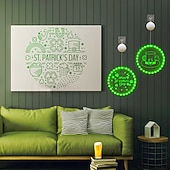 お買い得  装飾ライト-アイルランドの聖パトリックの日の飾り、LED吊り下げライト、22/24cmのシャムロック &amp;レプラコーンの帽子の吸盤ライト、屋内ドア、窓、壁、パーティー、休日の装飾、単4電池ボックス付き