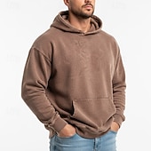 economico felpe con cappuccio da uomo di base-Per uomo Felpa con cappuccio Maglione Nero Rosa Verde militare Viola Caffè Con Cappuccio Semplice Tasca a marsupio Casuale Quotidiano Sport &amp; Outdoor Vintage Cool Abbigliamento Sportivo Primavera