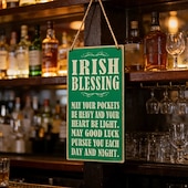  Szent Patrik napja ír áldás fa függő tábla ír söröző rusztikus falidísz a házba bárba pubba játékszobába jó szerencse és inspiráló idézet dekoráció