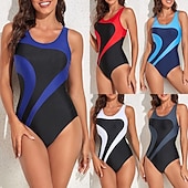 abordables Rash Guards de Una Pieza-Mujer Traje de baño Trajes de baño Una pieza Bloqueo de color Elástico Sin Mangas Bañadores Surf Playa Vocación Verano