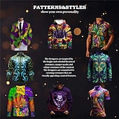 economico Pantaloni casual stampati da uomo-Martedì grasso Per uomo Rombo Carnevale Pantaloni casual Pantaloni Pantaloni Larghi Misura del girovita medio Moda Casual Feste Ferie Coulisse elastica in vita Pantaloni tipo lino con tasche