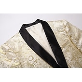 cheap Party Blazer-Men's Blazer Jacket Shawl Collar Fashion Party Luxury Paisley Jacquard Blazer Red Beige Tailored Fit Single Breasted One-button