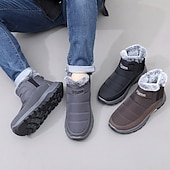 cheap Winter &amp; Snow Boots-Men's Brown Winter Boots with Fleece Lining, Insulated and Waterproof Shoes for Cold Weather, Ideal for Hiking, Outdoor Adventures and Winter Activities