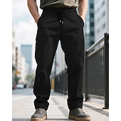 economico Pantaloni cargo-Per uomo Pantaloni Cargo Pantaloni Coulisse Elastico in vita Multi-tasche Tinta unica Antivento Comodità Quotidiano All'aperto Ferie Streetwear Elegante Nero Verde militare