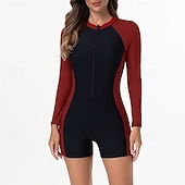 levne Rash guardy One Piece-Dámské Ochrana proti vyrážce Plavky Jednodílné díly Slátanina Zapni Ochrana proti UV záření Vysoká pružnost Dlouhý rukáv Plavky Surfování Potápění Šnorchlování Léto