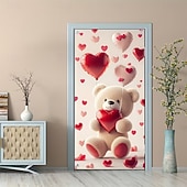 levne Garážové a dveřní bannery-Valentýn Plakáty Kryt dveří Venkovní bannery 小熊 láska Srdce Roztomilý Romantické 3D Večírek Koleje Střelecké pozadí Vchodové dveře Dekorace pro návrh na sňatek Bytové dekorace