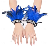 abordables Accesorios-Carnaval 2026 Accesorios de Samba del Carnaval de Río Puños de Plumas para Mujeres Puños de Lentejuelas Brillantes con Plumas de Varios Colores para Danza en Brasil