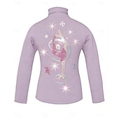 preiswerte Eiskunstlaufjacken &amp; -westen-Eiskunstlauf Fleecejacke Damen Mädchen Eislaufen Jacke Oberteil Schwarz Rosa Purpur Dehnbar Training Wettbewerb Eiskunstlaufkleidung Thermowarm Kristall / Strass Langarm Eislaufen Eiskundstlauf