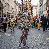 tanie Buty damskie-Kobiece buty płócienne slip-on z nadrukiem koralików i lilii – Stylowe i wygodne obuwie na karnawałowe parady letnie uroczystości imprezy tematyczne i codzienne wyjścia