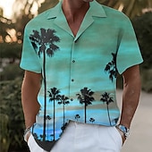 economico Piante tropicali-Per uomo Albero di Cocco Tramonto Piante Tropicali Camicia Camicia con colletto cubano Camicia hawaiana estiva Manica Corta Hawaiano Vacanza Ferie Abbigliamento mare Estate Primavera Camicia con