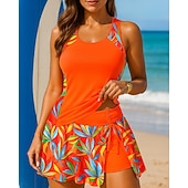 Недорогие Серфинг Танкини и Бикини-Жен. Купальник с цветочным принтом Танкини 2 предм. С принтом Эластичный Без рукавов Купальники Серфинг Для погружения с трубкой Плавание Лето